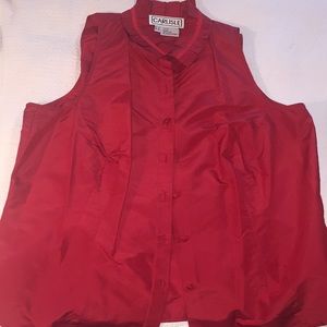 ** CARLISLE** Red silk high neck sleeveless blouse